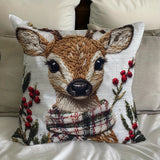 Charming Christmas Reindeer 18x18 Inch Throw Pillow Cover - Soft Short Plush, Machine Washable with Zipper Closure for Cozy Winter Home Decor in Bedroom and Living Room