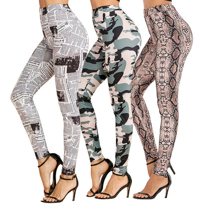 PEOPLETERRITORY New Popular, 2025 popular graffiti full of slim-fitting small feet high waist hip lift cool pants tight pencil pants women