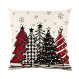 4pcs/ set Merry Christmas Xmas Tree Bow Pillow Covers, Farmhouse Christmas Tree Decorations, Merry Christmas Tree Hello Winter Holiday Decor Throw Cushion Cases For Couch Sofa Living Room Outdoor, Without Pillow Inserts, 18*18Inch