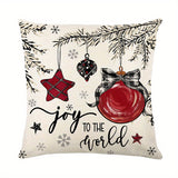 4pcs/ set Merry Christmas Xmas Tree Bow Pillow Covers, Farmhouse Christmas Tree Decorations, Merry Christmas Tree Hello Winter Holiday Decor Throw Cushion Cases For Couch Sofa Living Room Outdoor, Without Pillow Inserts, 18*18Inch