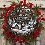 7.87 Inch Round Charming Snowman Wooden Wreath, Perfect for Home & Garden Holiday Decorations, No Power Required!