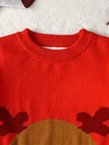 Boys' Festive Christmas Reindeer & Bear Sweater - Cozy Knit Pullover for Spring, Fall & Winter