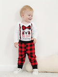 My First Christmas Outfit Infant Baby Boy Christmas Romper + Plaid Pants With Merry Christmas Hat Clothing Sets, Outdoor Cloth