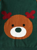 Boys' Festive Christmas Reindeer & Bear Sweater - Cozy Knit Pullover for Spring, Fall & Winter