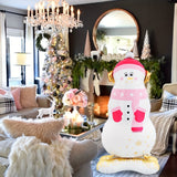 47-Inch Pink Scarf Snowman Balloon - Perfect for Christmas & New Year's Decor, Ideal for Parties, Birthdays, and Outdoor Celebrations