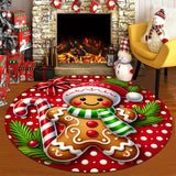 Christmas Gingerbread for Man Round Rug - Soft, Absorbent & Non-Slip, Perfect for Entryway, Living Room, Bedroom Decor | Machine Washable Flannel Memory Foam Mat