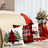 4-Pack Rustic Charm Christmas Throw Pillow Covers - Machine Washable, Reversible, and Zippered - 18x18 Inches Farmhouse Decor Polyester Pillowcases with Seasonal Trees, Truck, and Buffalo Plaid Design for Cozy Home Decor