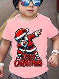 Merry Christmas Santa Print Youngsters' T-Shirt - Casual Short Sleeve Top for Boys & Girls, Perfect for Spring/Summer/Fall