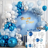 99-Piece Blue and White Latex Balloon Set for Birthday, Wedding, Christmas, Graduation, Anniversary, Holiday Events, Theme Celebrations, Baptisms, Home Parties - Suitable for Ages 3-12