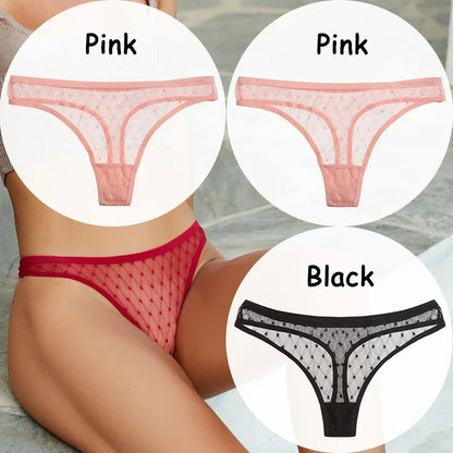 Territory 3PCS/Set Lace Panties Sexy Thong G-String Mesh Women's Underwear Hollow T-back Briefs Female Underpants Intimates Lingerie M-XL