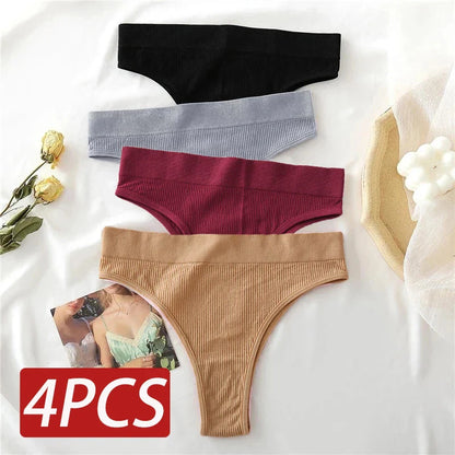 Territory 4PCS/Set Seamless High Waisted Panties Women Underwear Women Comfortable Sexy Female Underpants Solid Color Pantys Lingerie