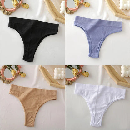 Territory 4PCS/Set Seamless High Waisted Panties Women Underwear Women Comfortable Sexy Female Underpants Solid Color Pantys Lingerie