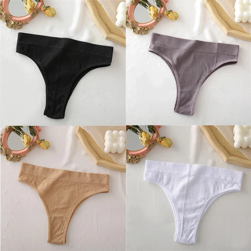 Territory 4PCS/Set Seamless High Waisted Panties Women Underwear Women Comfortable Sexy Female Underpants Solid Color Pantys Lingerie