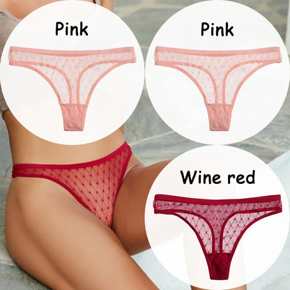 Territory 3PCS/Set Lace Panties Sexy Thong G-String Mesh Women's Underwear Hollow T-back Briefs Female Underpants Intimates Lingerie M-XL