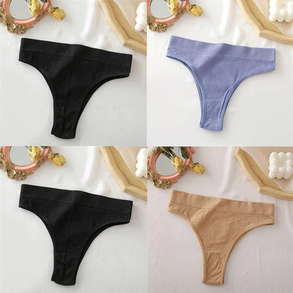 Territory 4PCS/Set Seamless High Waisted Panties Women Underwear Women Comfortable Sexy Female Underpants Solid Color Pantys Lingerie