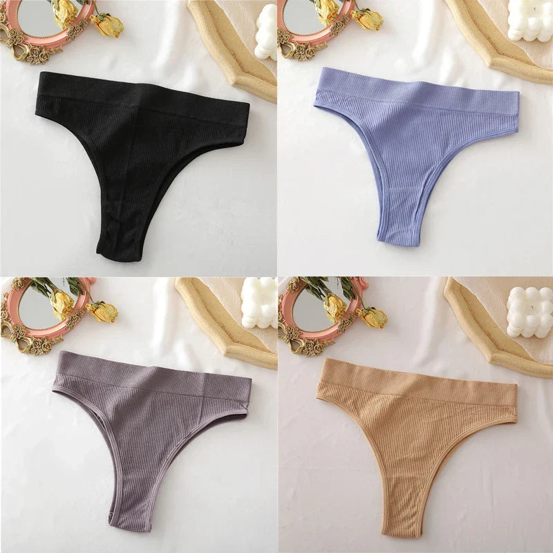 Territory 4PCS/Set Seamless High Waisted Panties Women Underwear Women Comfortable Sexy Female Underpants Solid Color Pantys Lingerie