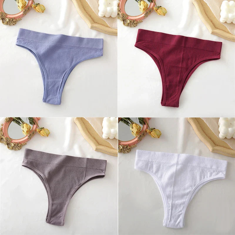 Territory 4PCS/Set Seamless High Waisted Panties Women Underwear Women Comfortable Sexy Female Underpants Solid Color Pantys Lingerie