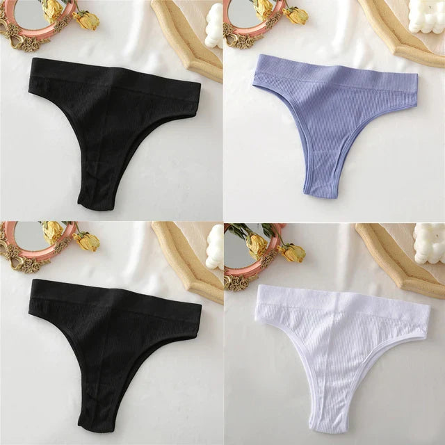 Territory 4PCS/Set Seamless High Waisted Panties Women Underwear Women Comfortable Sexy Female Underpants Solid Color Pantys Lingerie