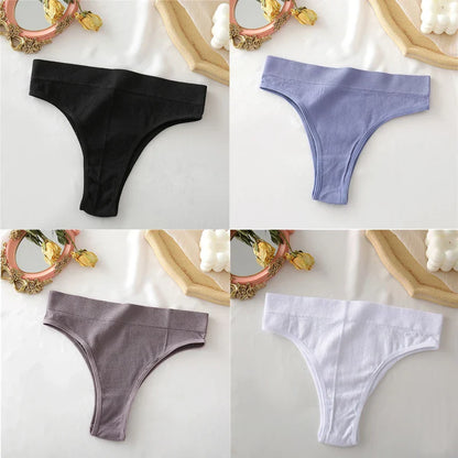 Territory 4PCS/Set Seamless High Waisted Panties Women Underwear Women Comfortable Sexy Female Underpants Solid Color Pantys Lingerie