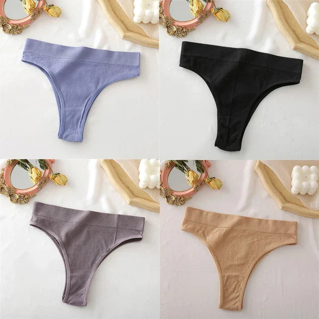 Territory 4PCS/Set Seamless High Waisted Panties Women Underwear Women Comfortable Sexy Female Underpants Solid Color Pantys Lingerie