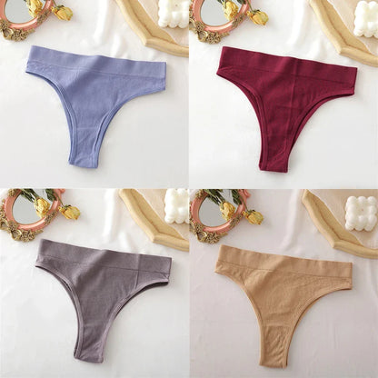 Territory 4PCS/Set Seamless High Waisted Panties Women Underwear Women Comfortable Sexy Female Underpants Solid Color Pantys Lingerie