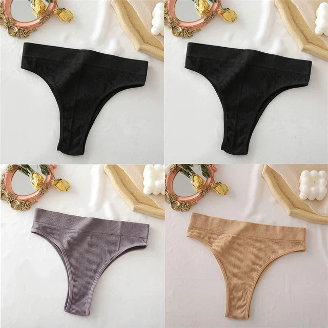 Territory 4PCS/Set Seamless High Waisted Panties Women Underwear Women Comfortable Sexy Female Underpants Solid Color Pantys Lingerie