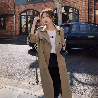 Territory frat outfits Trench Coat for Women 2024 New Spring and Autumn Mid-Length Korean Style British Style Khaki Early Autumn Coat