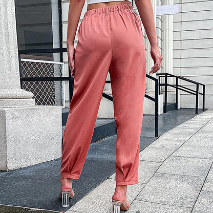 PEOPLETERRITORY popular autumn 2025  new casual high-waisted suit pants women's commuter style Popular trade nine-point elastic pants