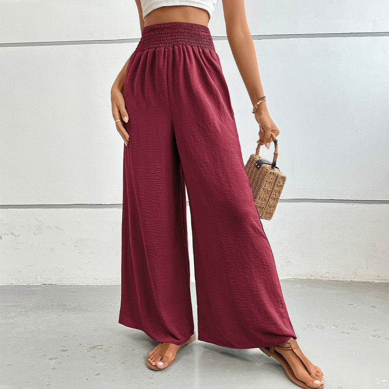 PEOPLETERRITORY New Wholesale 2025 Hot Trade Women's Clothing New Summer New Solid Color  Flared Wide Leg Pants