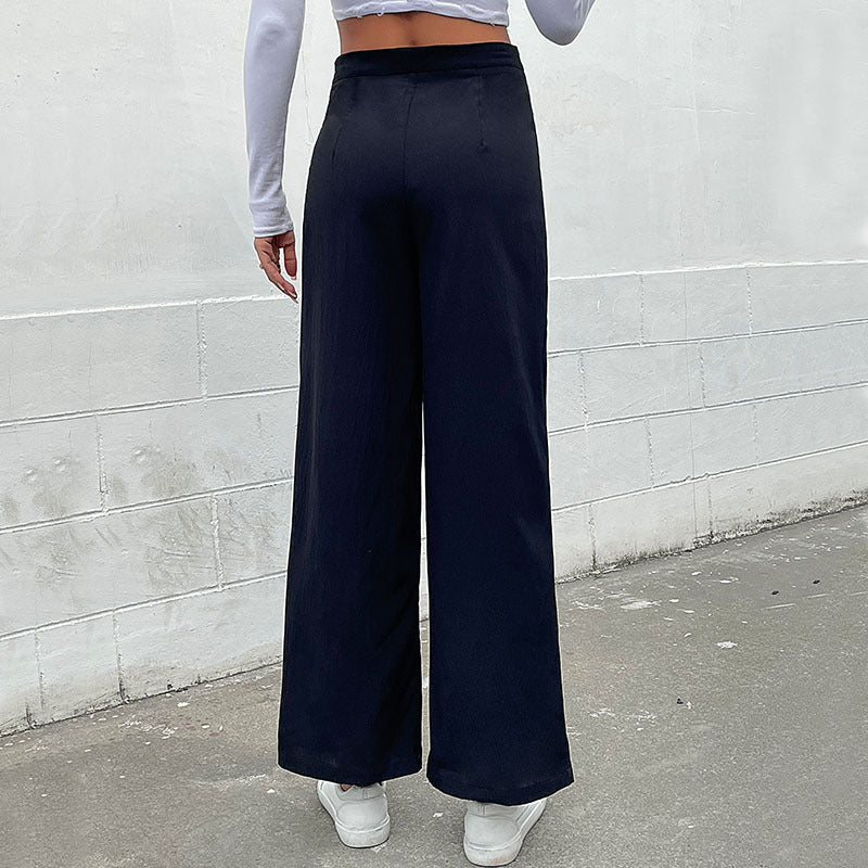 PEOPLETERRITORY New Hot Trade New Autumn New 2025 Women's Long Pants  Solid Color Button Casual Pants Women