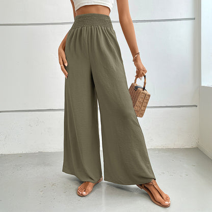 PEOPLETERRITORY New Wholesale 2025 Hot Trade Women's Clothing New Summer New Solid Color  Flared Wide Leg Pants