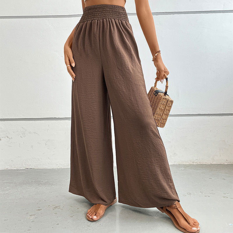 PEOPLETERRITORY New Wholesale 2025 Hot Trade Women's Clothing New Summer New Solid Color  Flared Wide Leg Pants