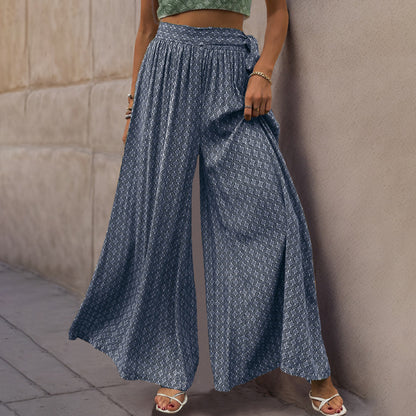 PEOPLETERRITORY Spring and summer new loose wide-leg pants Popular and 2025 popular popular women's clothing temu lace-up high-waisted casual trousers women