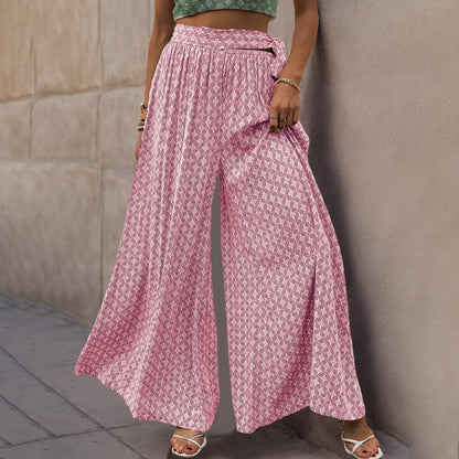 PEOPLETERRITORY Spring and summer new loose wide-leg pants Popular and 2025 popular popular women's clothing temu lace-up high-waisted casual trousers women