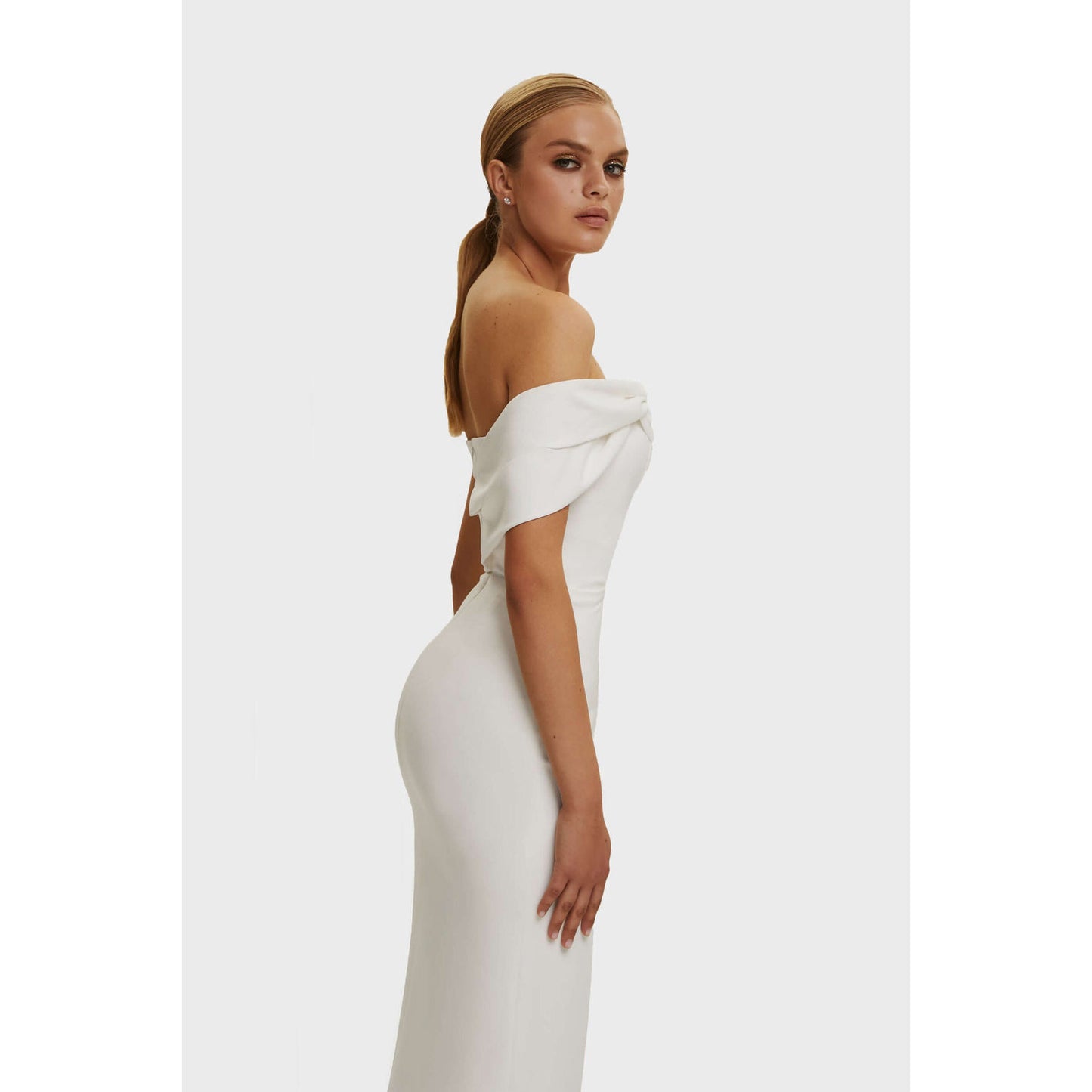 PEOPLETERRITORY 2023 Popular trade new summer one-word shoulder speed  high-end temperament dress bandage 2025 white women's clothing