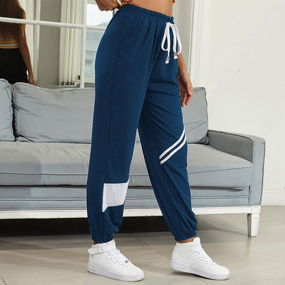 PEOPLETERRITORY popular   Cross-border Hot Trade Spring and Autumn Pants 2025 Casual Sports Pants Women's Striped Drawstring Sweatpants