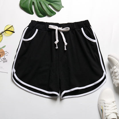 PEOPLETERRITORY New new sports shorts summer elastic drawstring pants sweat-absorbing breathable contrasting casual pants women