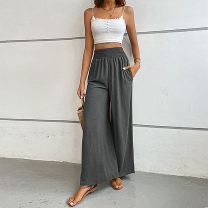 PEOPLETERRITORY New Wholesale 2025 Hot Trade Women's Clothing New Summer New Solid Color  Flared Wide Leg Pants