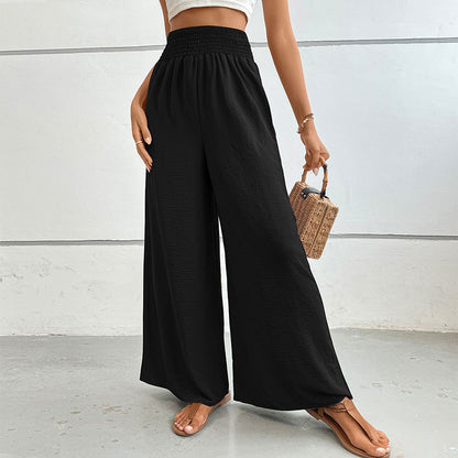 PEOPLETERRITORY New Wholesale 2025 Hot Trade Women's Clothing New Summer New Solid Color  Flared Wide Leg Pants