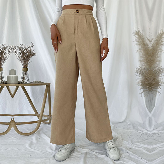 PEOPLETERRITORY New new autumn and winter 2025  2025 trade casual women's pants  commuter corduroy commuter wide-leg pants