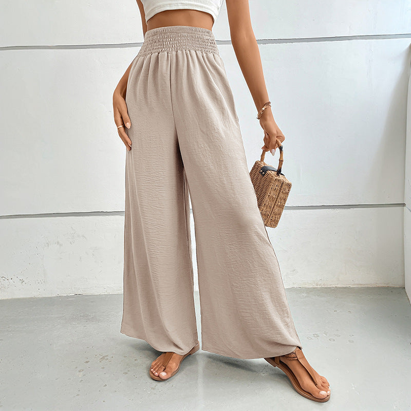 PEOPLETERRITORY New Wholesale 2025 Hot Trade Women's Clothing New Summer New Solid Color  Flared Wide Leg Pants