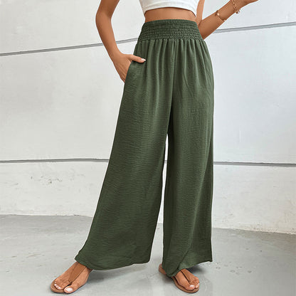 PEOPLETERRITORY New Wholesale 2025 Hot Trade Women's Clothing New Summer New Solid Color  Flared Wide Leg Pants