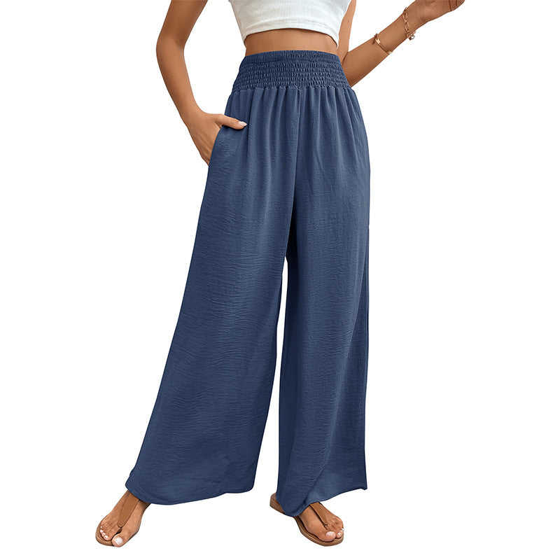 PEOPLETERRITORY New Wholesale 2025 Hot Trade Women's Clothing New Summer New Solid Color  Flared Wide Leg Pants