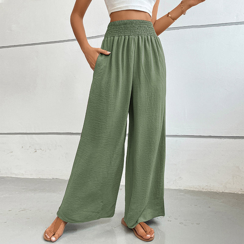 PEOPLETERRITORY New Wholesale 2025 Hot Trade Women's Clothing New Summer New Solid Color  Flared Wide Leg Pants