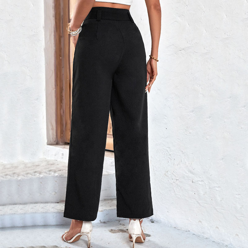 PEOPLETERRITORY popular new 2025 New Popular trade long pants  lace-up commuter casual high-waisted wide-leg pants women