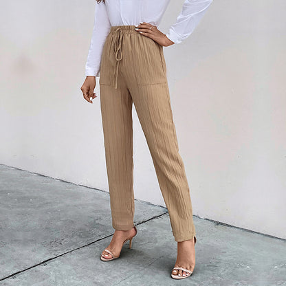 PEOPLETERRITORY 2025 women's clothing new high-waisted trousers casual pants  autumn casual women's pleated women's pants