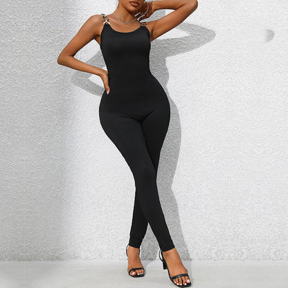 PEOPLETERRITORY New spring tight suspender jumpsuit 2025 popular temu 2025 trade new women's clothing simple slim women's trousers