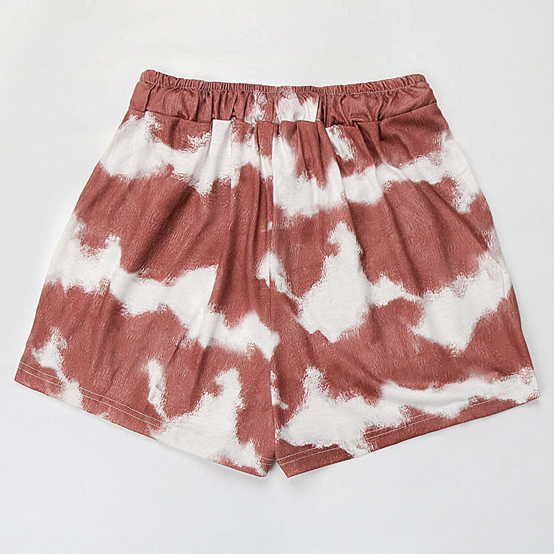 PEOPLETERRITORY Popular, 2025, summer popular new pants  New Popular trade high waist elastic tie-dye casual sports shorts women