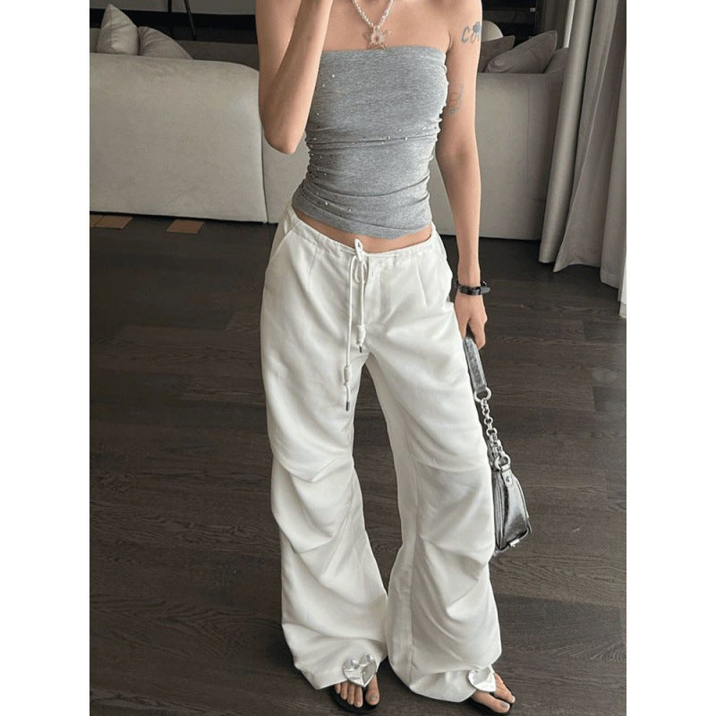 Territory frat outfits Gray Tube Top for Women Autumn Elegant Small-Looking Hot Girl Slim Fit Slimming Tight All-Match Short off-Shoulder Top