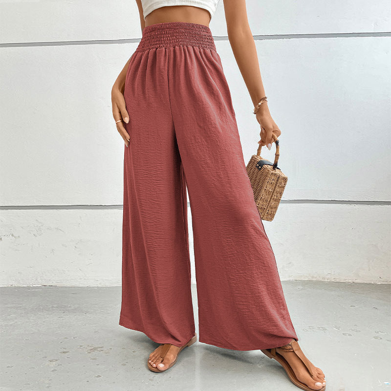 PEOPLETERRITORY New Wholesale 2025 Hot Trade Women's Clothing New Summer New Solid Color  Flared Wide Leg Pants